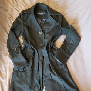 Kenneth Cole Wool Trench Coat- forest green